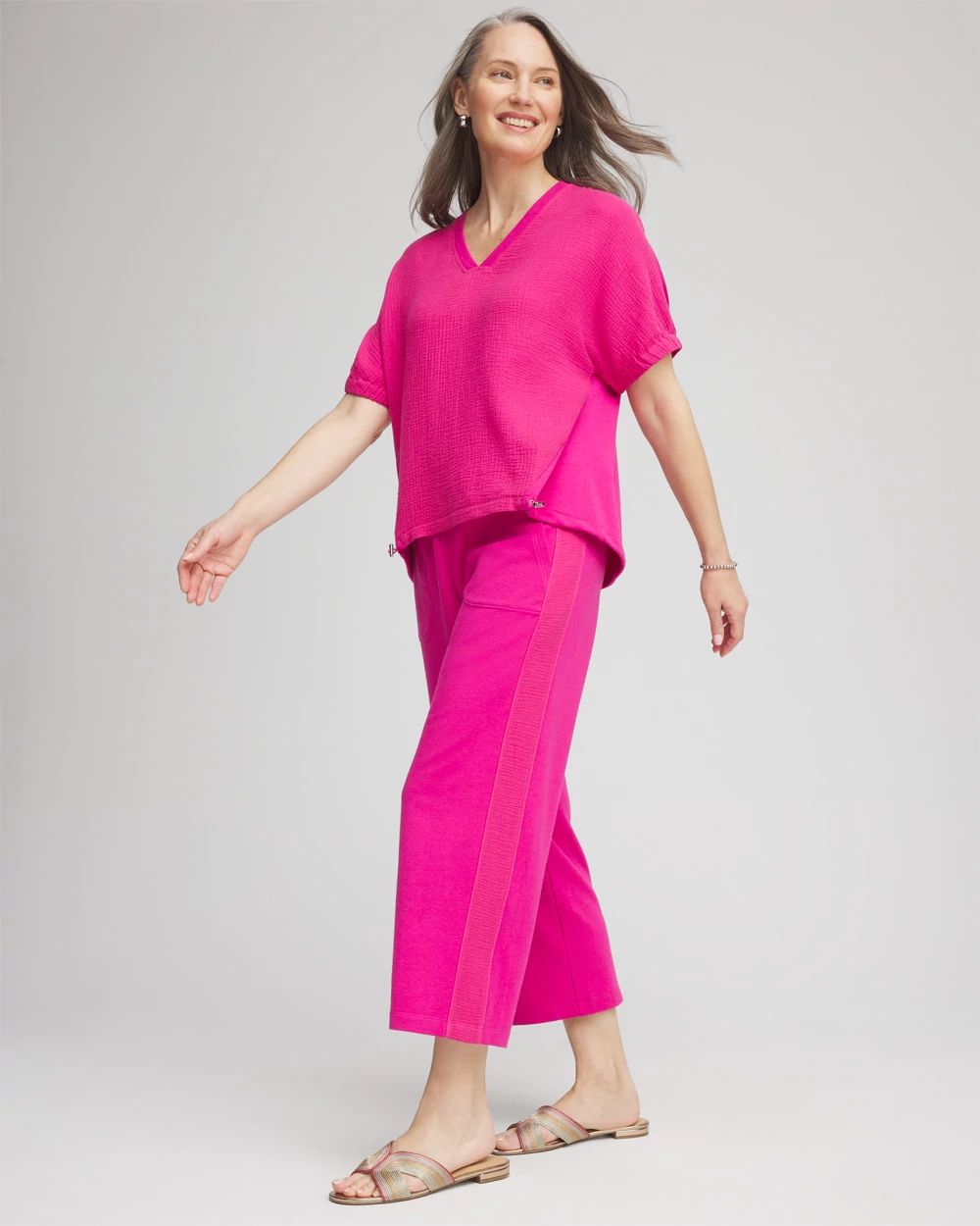 【SCENERITY】Garment crop pants Zenergy® French Terry Gauze-Inset Cropped Pants | Chico's